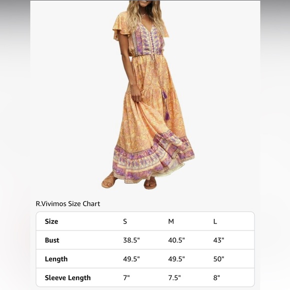 R.Vivimos Womens Summer Floral Print Cotton Short Sleeve Flowy Dress 4/6 (S)🎁😘 - Picture 9 of 9